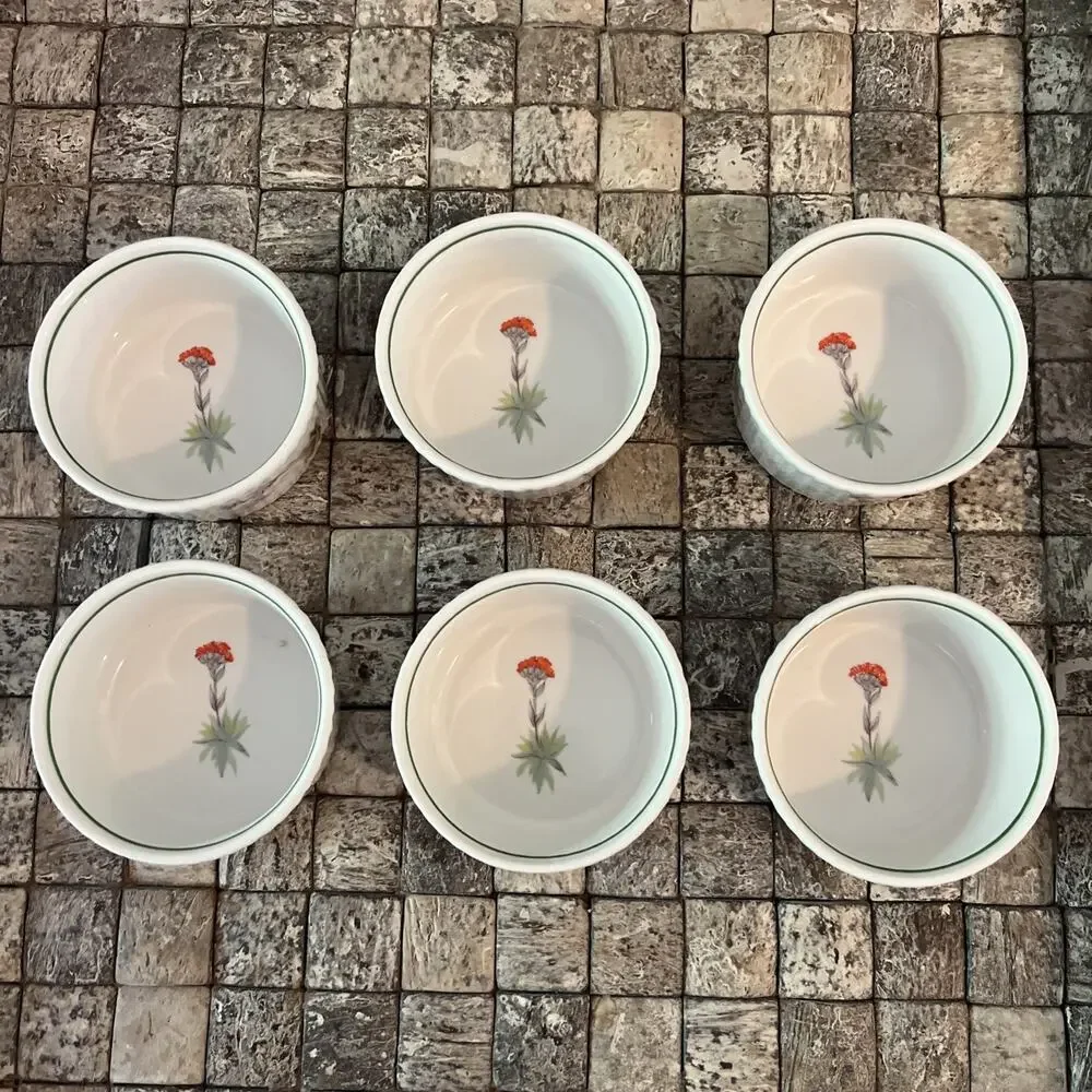 Louis Lourioux France Le Faune Wildflower Porcelain Baking Dish Ramekin Lot 10